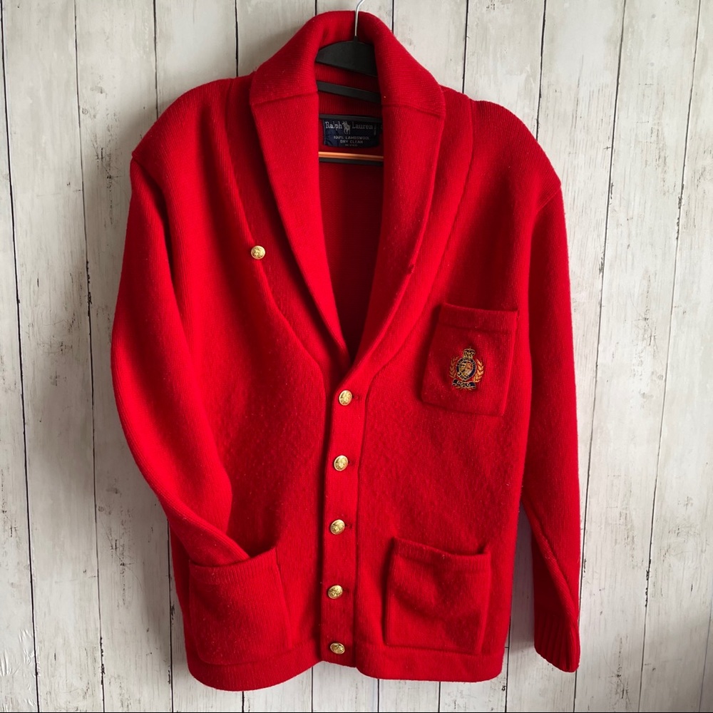Ralph Lauren Rare Vintage Red Cardigan Sweater